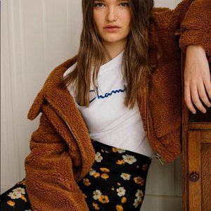 EUC Urban Outfitters Brown Cropped Teddy Jacket - Size S